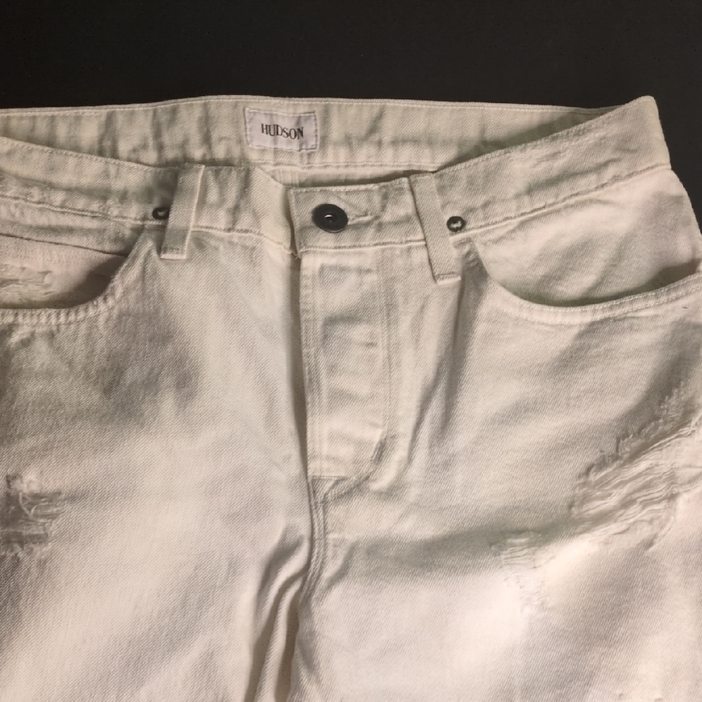 Hudson White Distressed Jeans